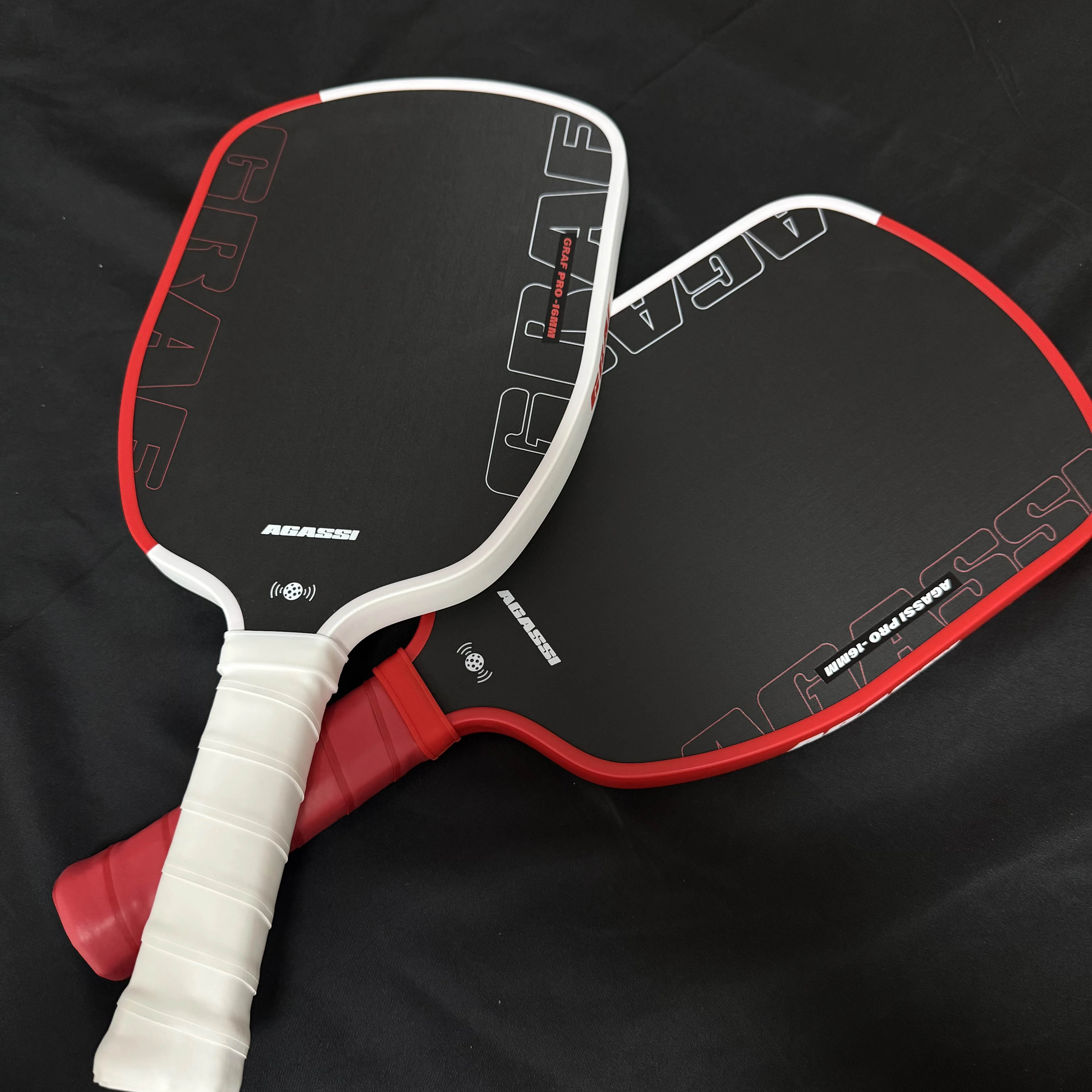 1Pc, Professional Pickleball Racket - 16mm T700 Carbon Fiber Agassi Pro Racket, Enhanced Strength and Feel, Red and White Design