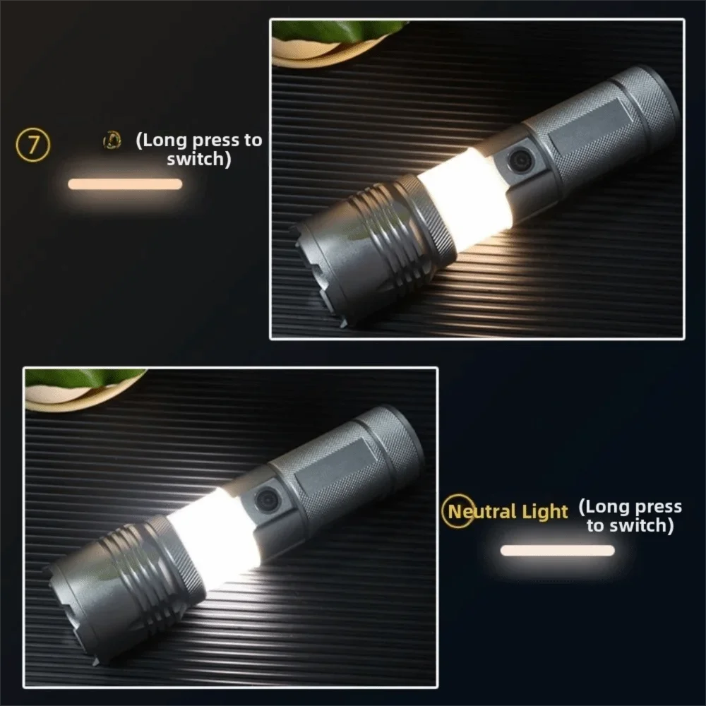 Strong Light Aluminum Alloy Flashlight Variable Focus Portable Torch Light USB Rechargeable Waterproof LED Pocket Flashlights