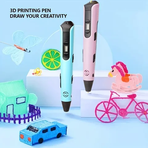 2025 LCD 3D 프린팅 펜, PLA 소모품 포함, 3D 그래피티 도구, 친구 어린이 크리스마스 새해 생일 선물, 9M 소모품