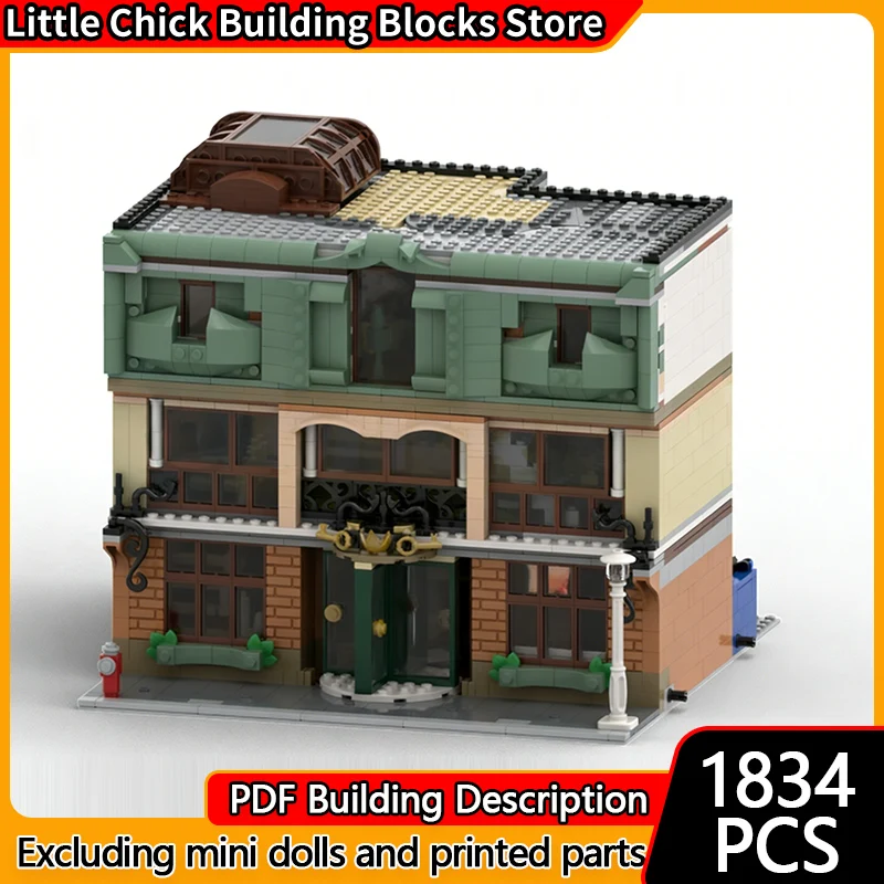 Street View Model MOC Building Bricks City Center Art Gallery Modular Technology Children Holiday Gifts Assemble Toys Suit