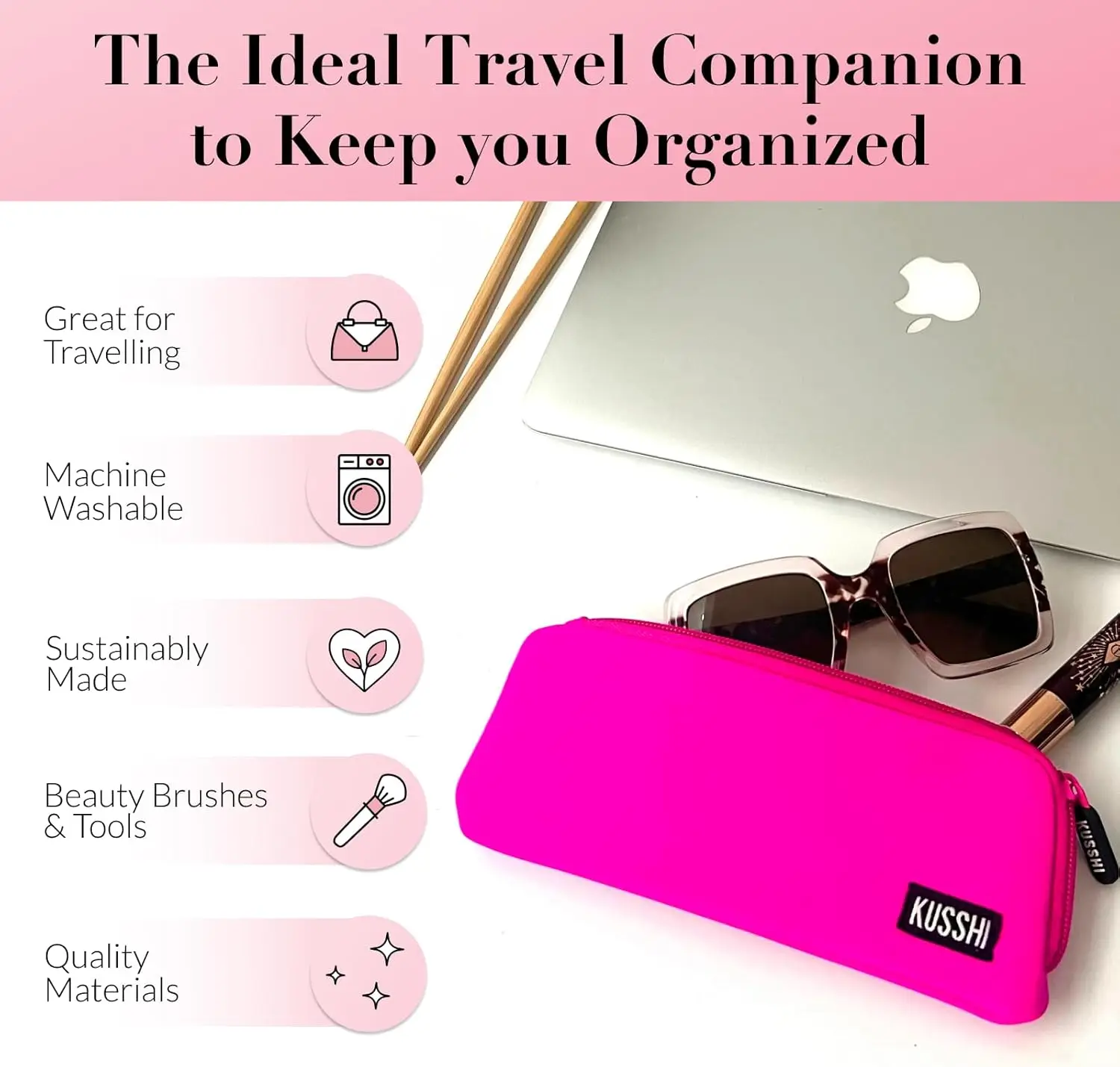 กระเป๋าแปรงแต่งหน้าซิปนีโอพรีนและกล่องดินสอสําหรับเดินทางสําหรับเครื่องมือเสริมความงาม ดินสอ แปรง และอุปกรณ์เสริมขนาดเล็ก - แปรงแต่งหน้า