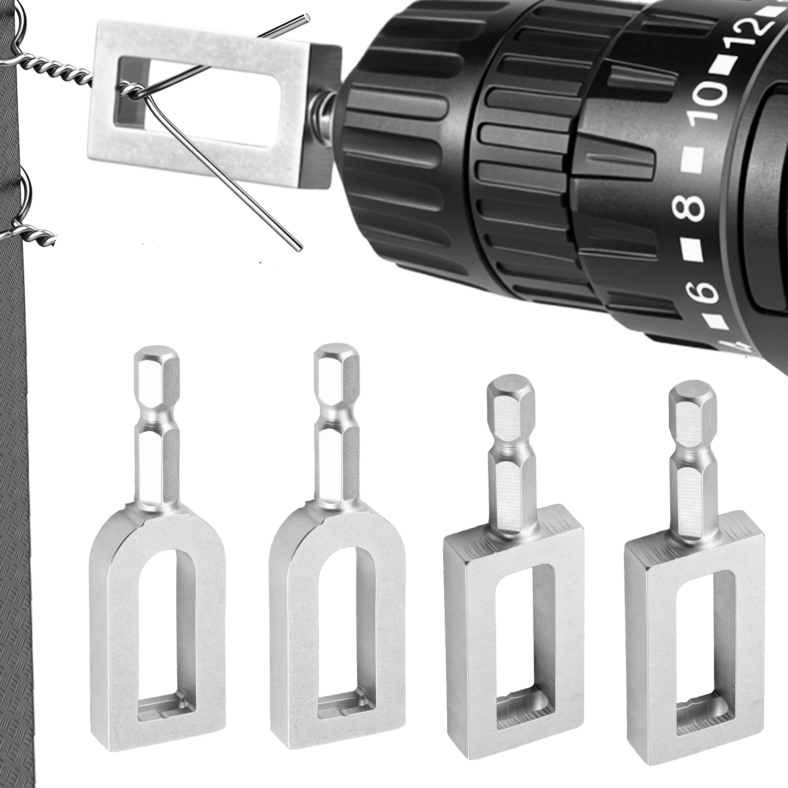 Electric Drill Wire Twister Tool Fence Winder Quick Cable T Post Clip Spinner Ranch Farm Construction Hex Shank Carbon Steel DIY