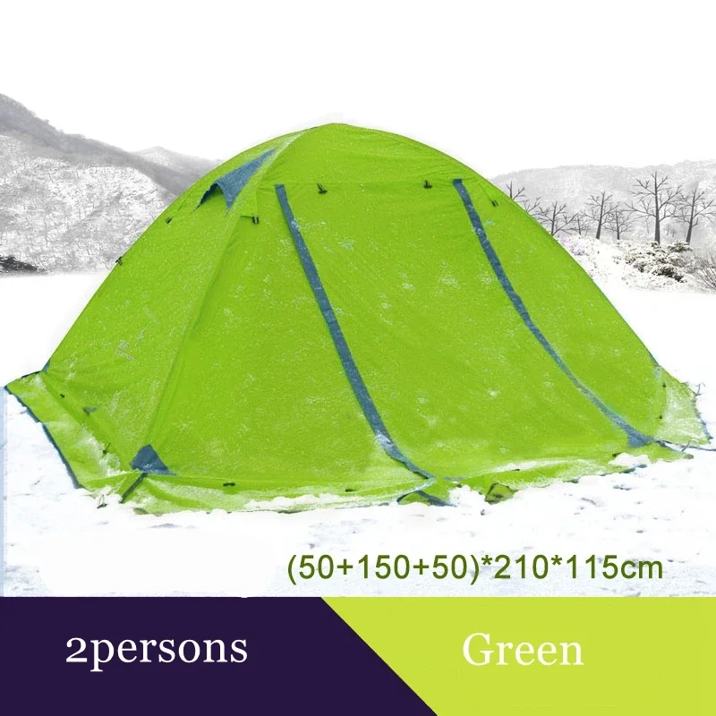 Flytop 2 layer 2-3 Person Outdoor Camping Tent 4 Season Aluminum Rod Hiking Beach Wafterproof Family Team Snow Skirt Car Tent