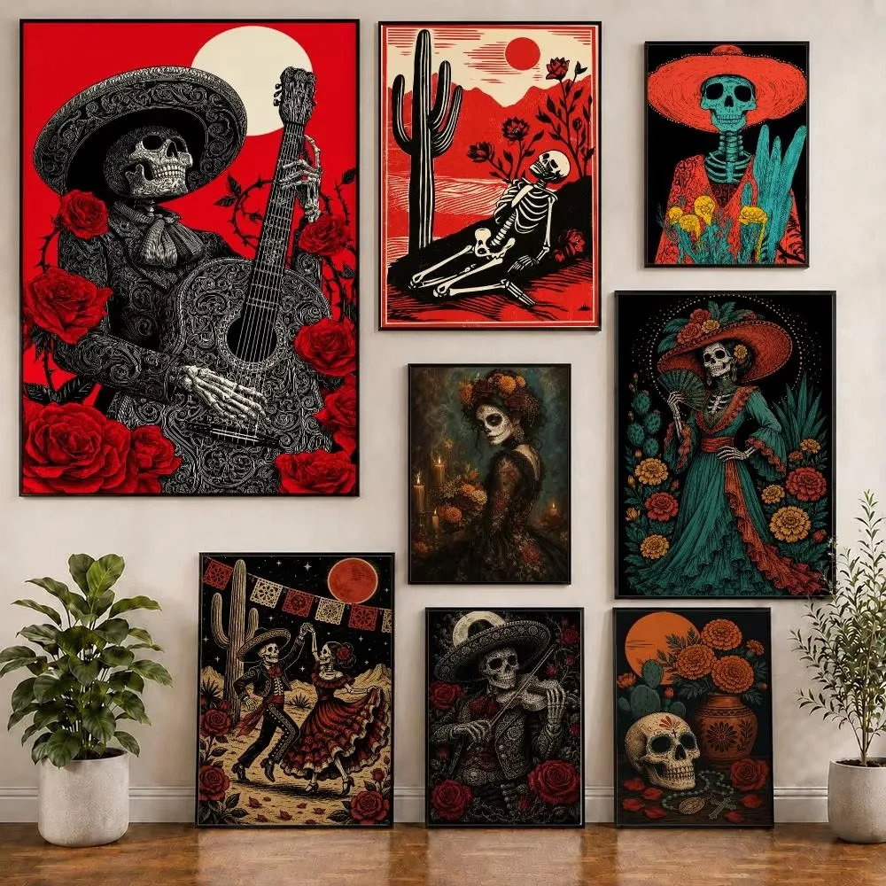 Mexican Day of the Dead Gothic Floral Jigsaw Puzzles 500/1000/1200/2000PCS Handmade Art Home Office Room Dining Room Wall Decor