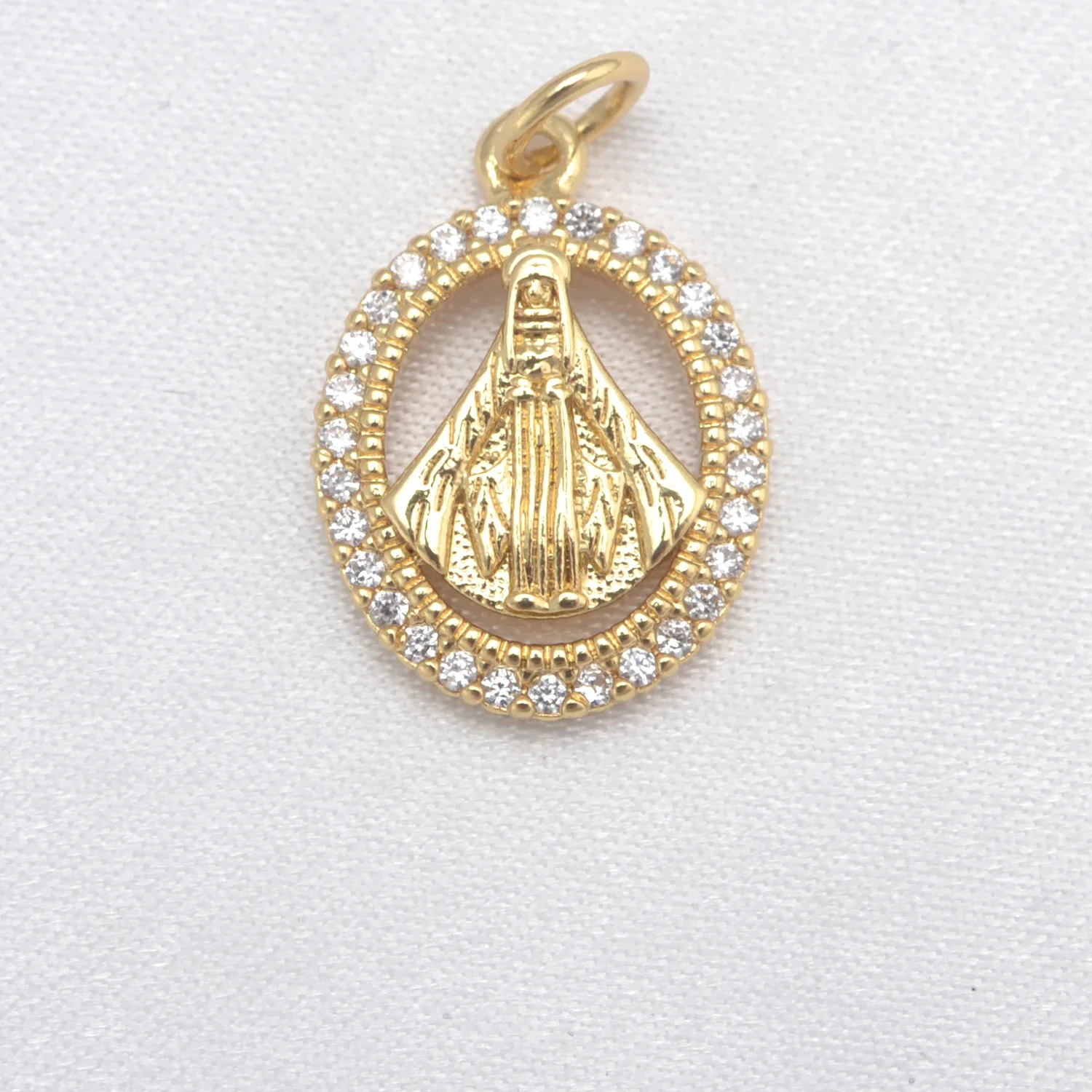 LJRIVER-Breloques en laiton pour pendentif de style chrétien, bijoux de bricolage, perle pavée, insigne en conium contre-indiqué, pièces de collier de la Vierge Marie, 5 pièces