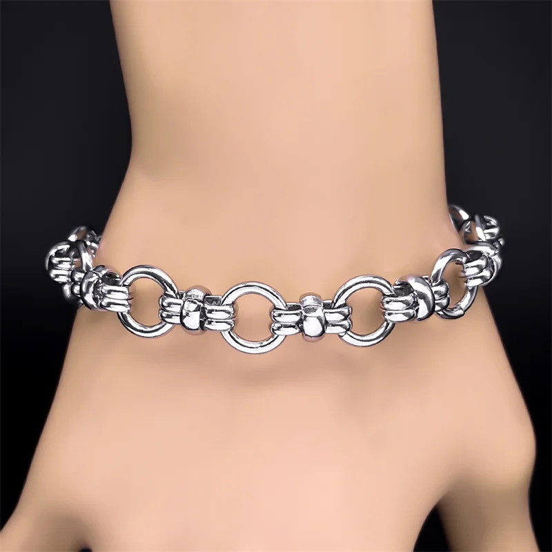 Exquisite Sweet Cool Punk Knot Link Chain Necklace for Men Women Stainless Steel Silver Color Hip Hop Choker Collar Jewelry SG11