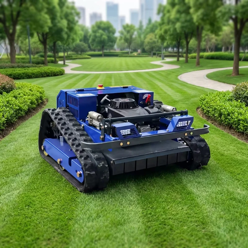 RC Crawler Lawn Mower 450mm Cutting Width Anti-slip Rubber Track Remote Grass Trimmer For Commercial Landscape Farm