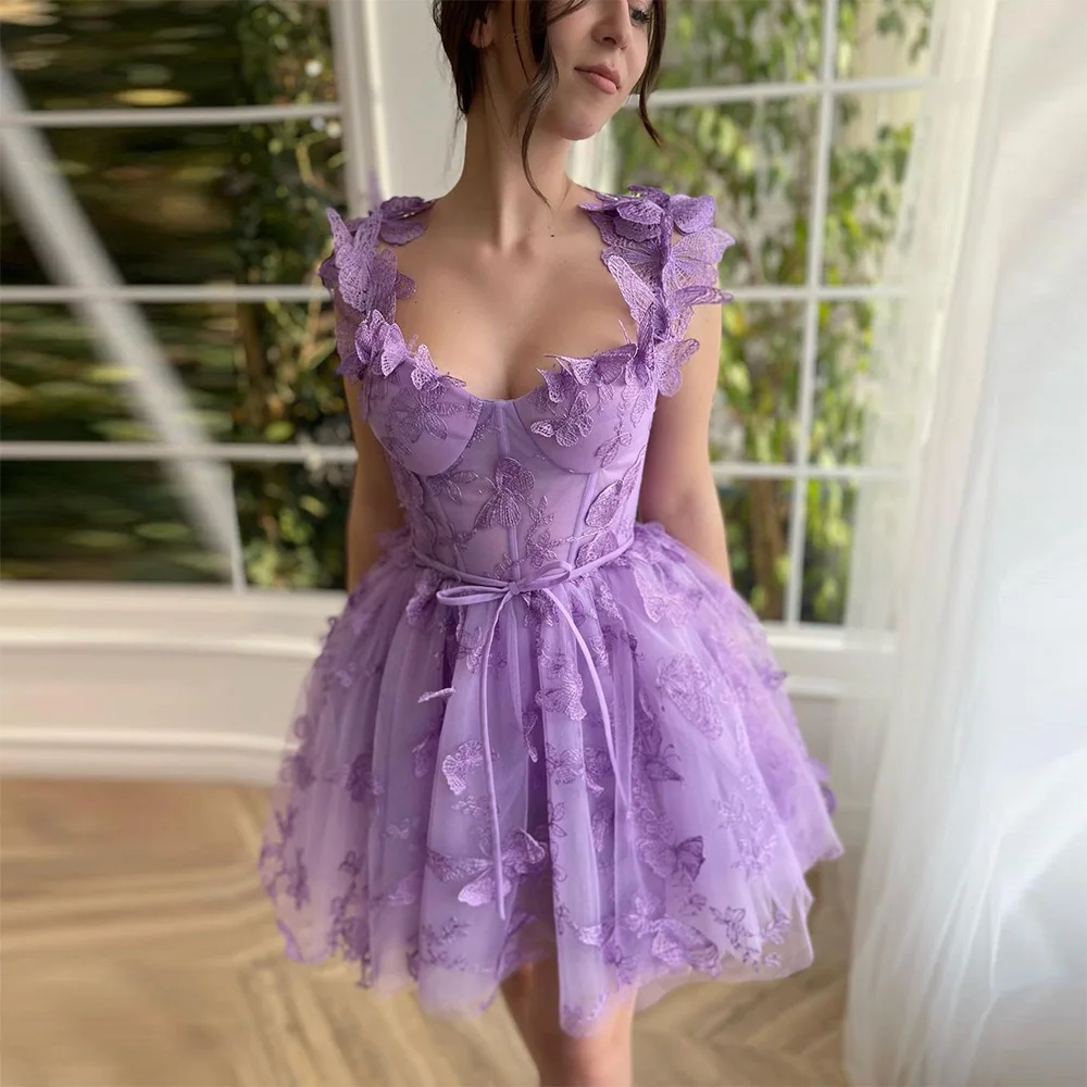 Robes de Rhen dentelle papillon µ, robe de soirée, robe de soirée formelle, appliques, mini chérie, priorité, 2023