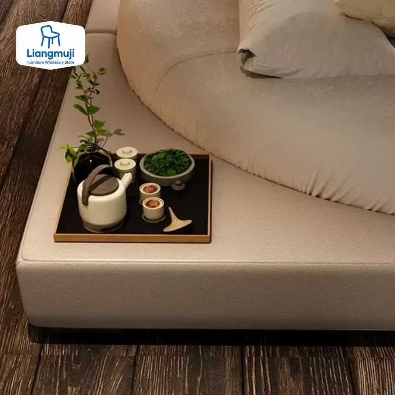 سرير مستدير مصمم فريد من نوعه بحجم كينغ مزدوج وخفيف الوزن سرير زفاف فاخر عصري عالي الجودة أثاث سرير Cama De Casal