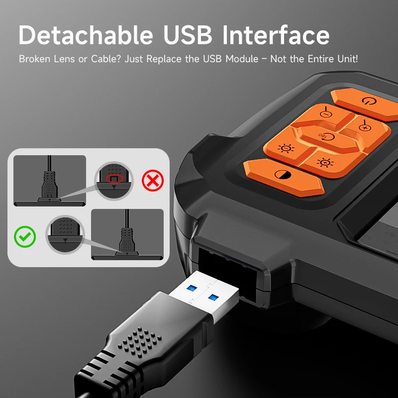 1-100 متر 4.3 ''IPS الصناعية Borescope 1080P Singe المزدوج 8 مللي متر عدسة IP67 كابل صلب سبليت تصميم شاشة المنظار التفتيش الكاميرا #2