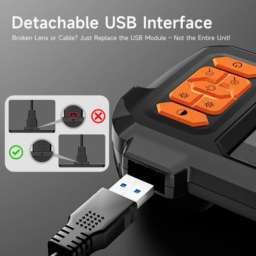 Imagen 2 del producto Boroscopio Industrial IPS de 1-100m, 4,3 pulgadas, 1080P, lente Dual de 8mm, Cable rígido IP67, pantalla de diseño dividido, cámara de inspección endoscópica