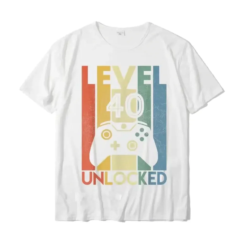 Level 40 Unlocked  Funny Video Gamer 40th Birthday Gift T- Printed On  For Men Wholesale Cotton T Shirts Party 80187