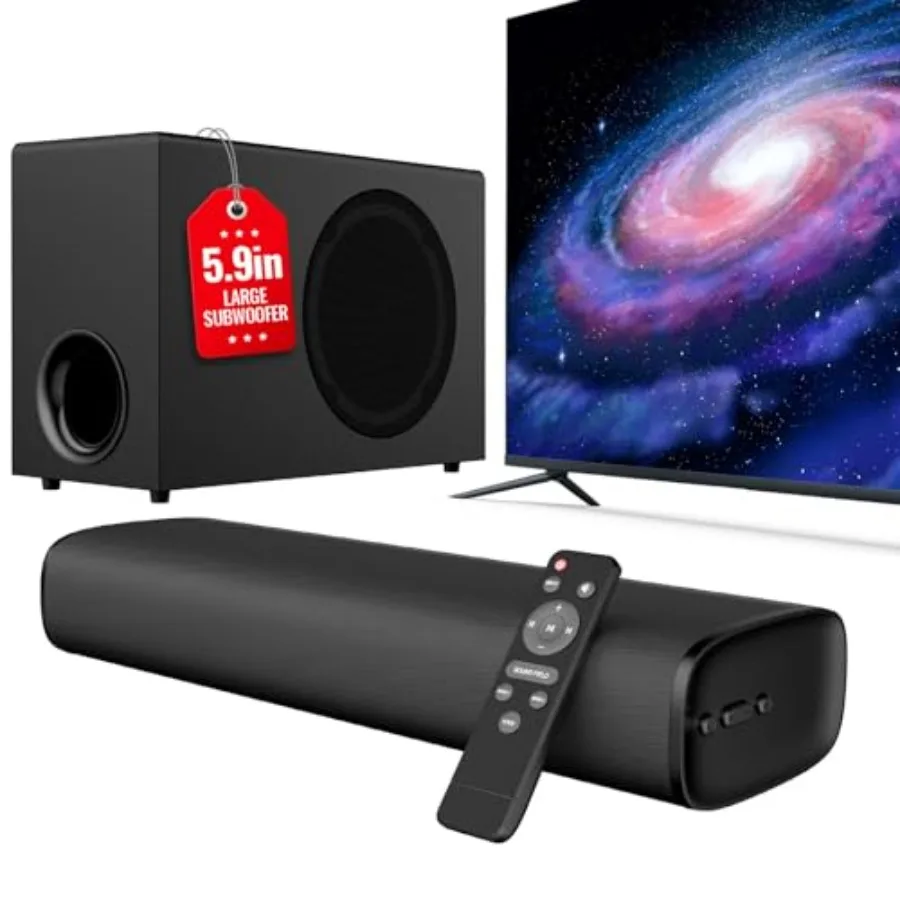 

Upgraded Sound Bar for TV with 5.9inch Big Powerful 110W Subwoofer, Deep Bass, Bluetooth 5.4, ARC/Optical/AUX/Bluetooth Connect