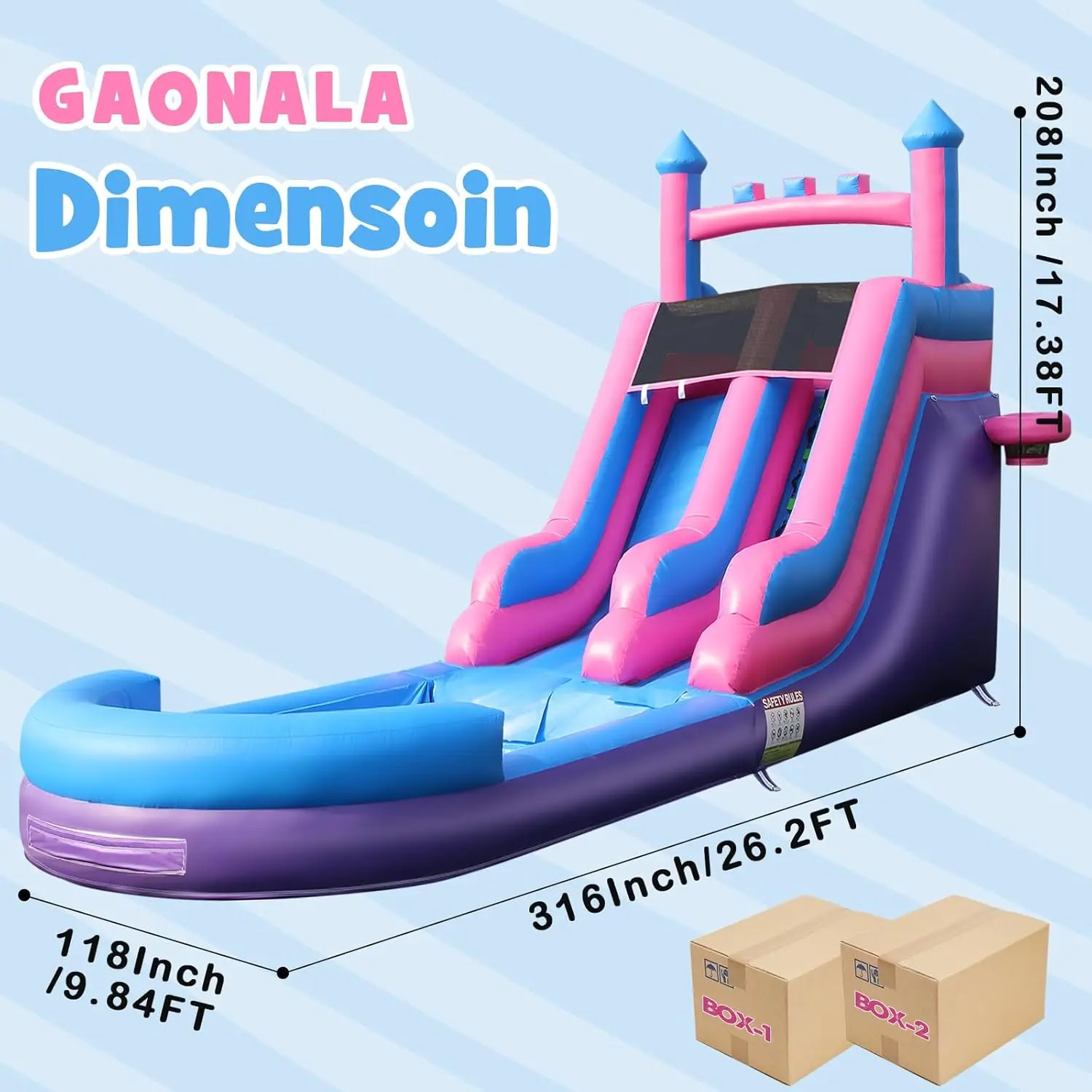 26.2 FT Heavy Duty Inflatable Water Slide with Large Splash Pool, Made of 100% PVC, Perfect for Kids and Adults in Backyard, Outdoor Park, and Pool Parties, Purple view 6