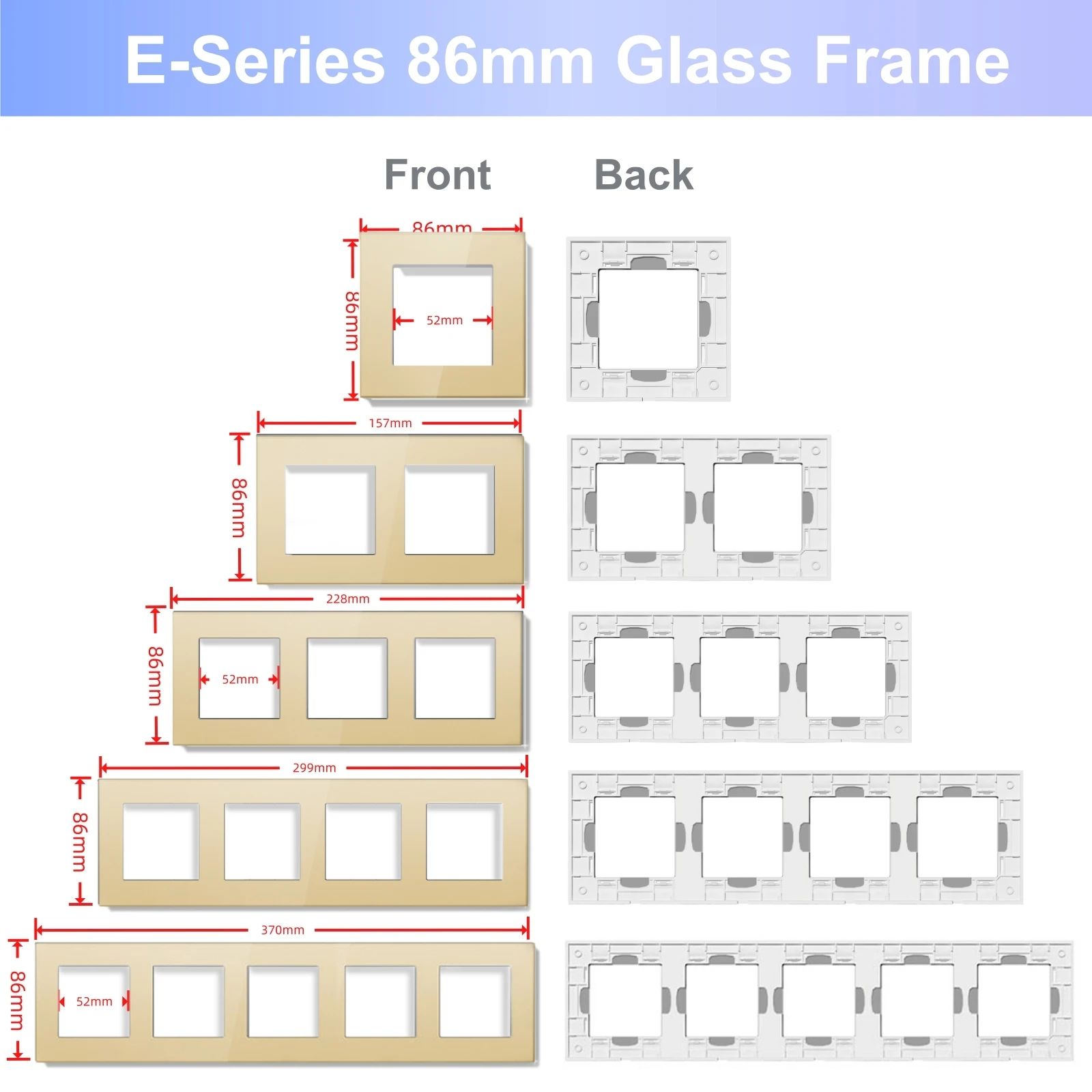 Bseed E Series 86mm DIY Moudles EU FR Type-C USB Socket Dimmer Speed Roller Curtain Switch ST TV RJ56 CAT6 Wire Outlet Hole Part