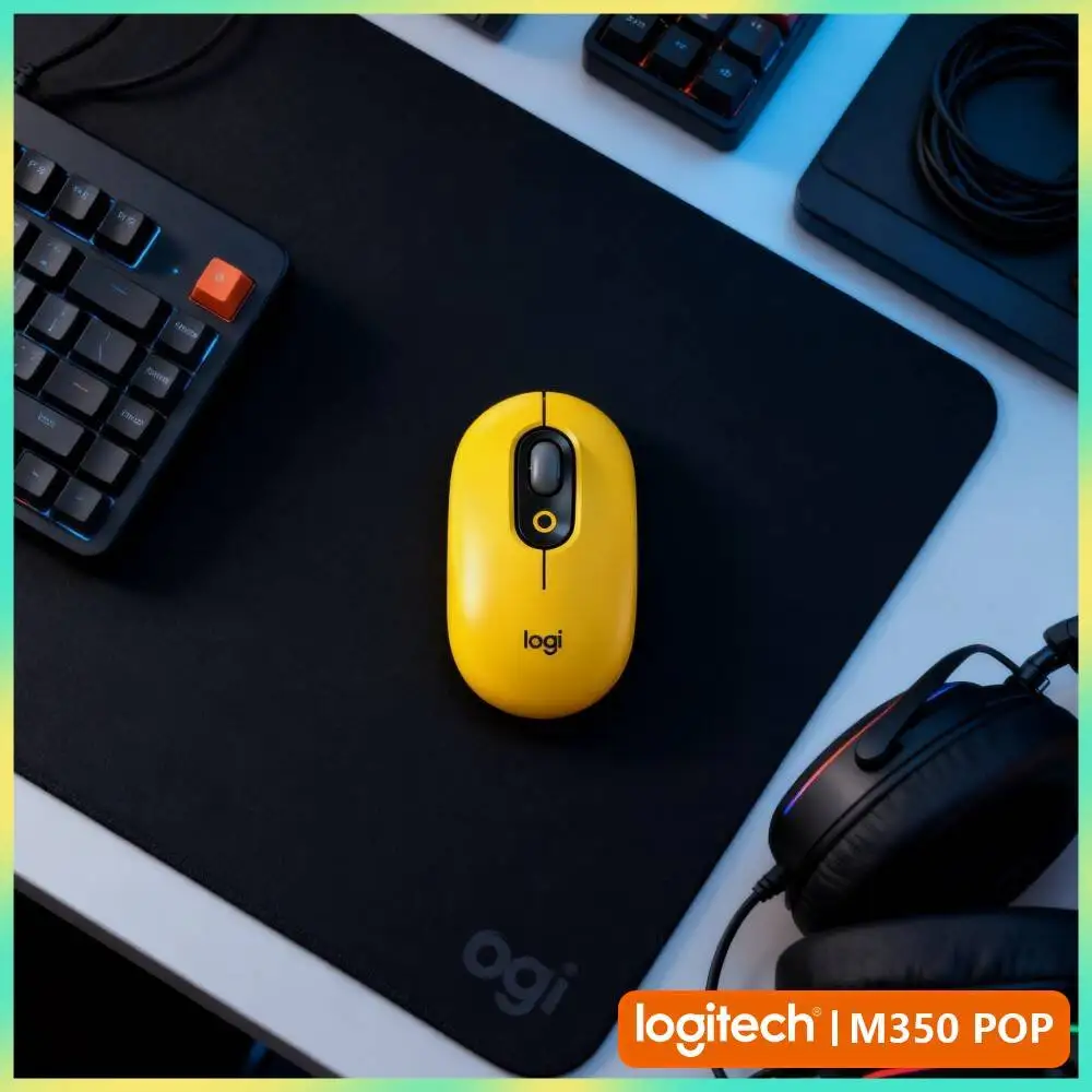 Logitech M350 POP Pebble Mouse Optical Tracking 1000 DPI USB Receiver Magnetic Storage for Home Studio and Creative Desk