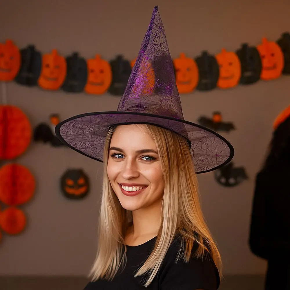 

Decorations Props Pointed Hat Halloween Witch Hat Sequin Breathable Cosplay Hat Decorative Halloween Headwear Halloween Party
