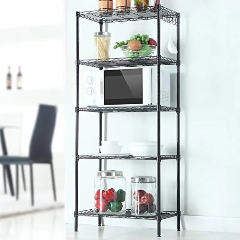 

5 Tier Adjustable Wire Shelving Metal Storage Rack for Planter Laundry Bathroom Kitchen 550Lbs Capacity 21.3" Dx11.4"Wx59.1"H