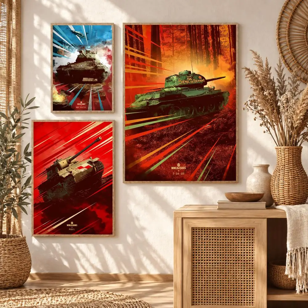 Classsic Geam W-World of Tanks Intense Poster Premium Modern Waterproof Wall Art Pictures for Bedroom Living Room Bar Decor