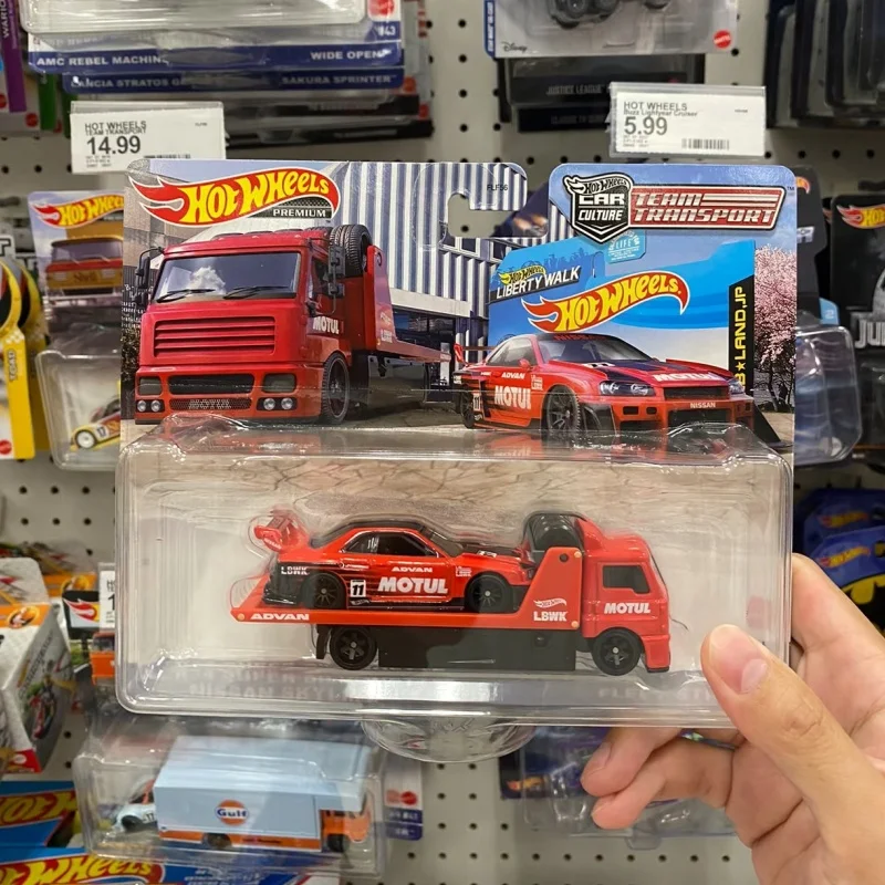 

Hot Wheels Team Transport Serise Diecast Car Model 1:64 Scale Gulf Oil Alfa Romeo Mercedes-Benz Car Hauler Toy Collectors Cars