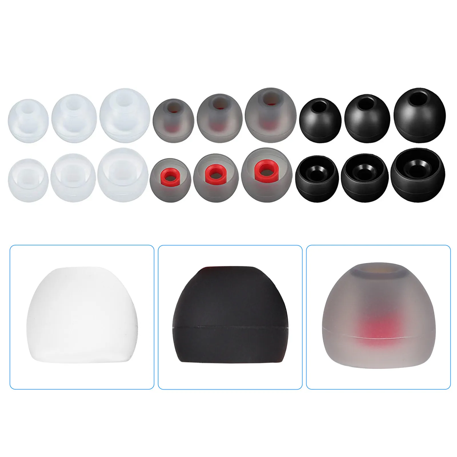 

36Pcs Silicone Ear Caps Soft Replacement Earbuds Tips Noise Reducing Earphone Covers for Running Music Calling Headphone
