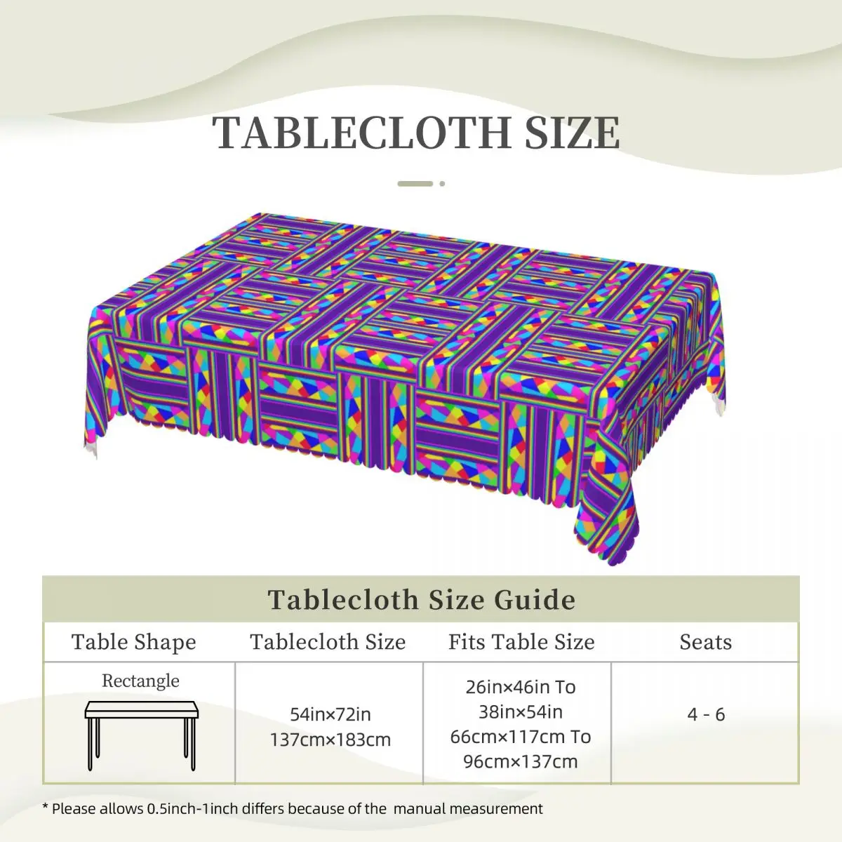 Carnival Shards Mosaics Mardi Gras Masquerade Custom Rectangular Tablecloth Waterproof Table Cover for Dining Events Table Cloth