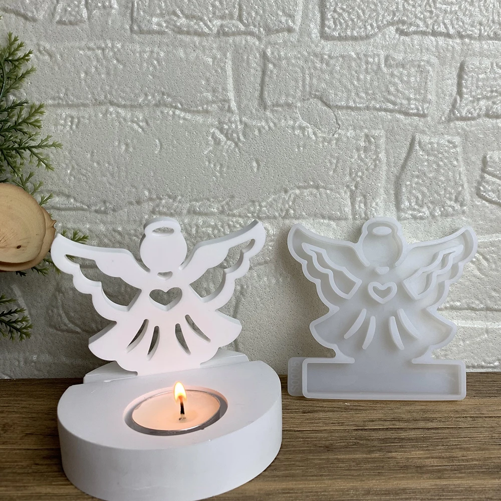 Cute Angel Heart Silicone Mold DIY Jesus Baptism Crystal Drip Glue Resin Gypsum Mold Aromatherapy Candle Holder Mold Home Decor