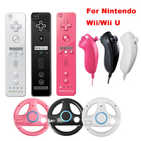 2Pcs 2-in-1 straight handle to Wii Kart Remote Controller Gamepad games console for Nintendo Neutral Game Racing Steering Wheel