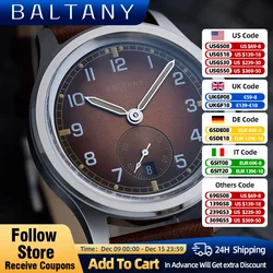 Baltany 39mm D12 Field Watch Date Sub-second Luminous 10ATM Sapphire Stainless Steel ST1731 Automatic Retro Military Watches