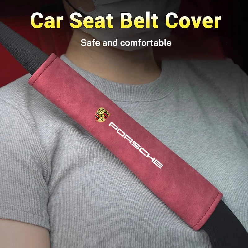 2Pcs Car Seat Safety Belts Shoulder Cover Auto Accessories For Porsche 911 Cayenne Panamera Macan Carrera-GT 928 944 968 Boxster