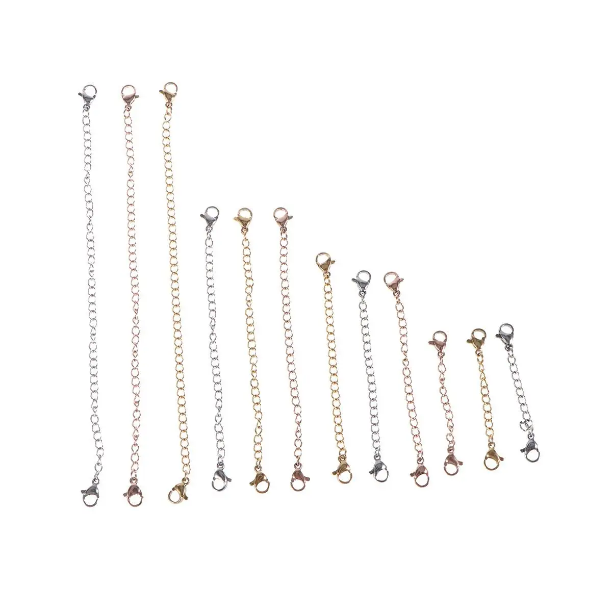 

12 PCS Necklace Chain Lobster Buckle Set Jewelry Extender Accessories Necklaces Extension Silver