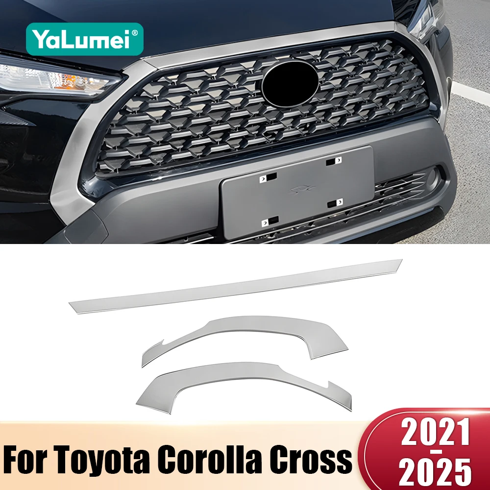 Für Toyota Corolla Kreuz XG10 2021 2022 2023 2024 2025 Hybrid Edelstahl Auto Vorne Racing Grills Trim Streifen motor Deckel Abdeckung