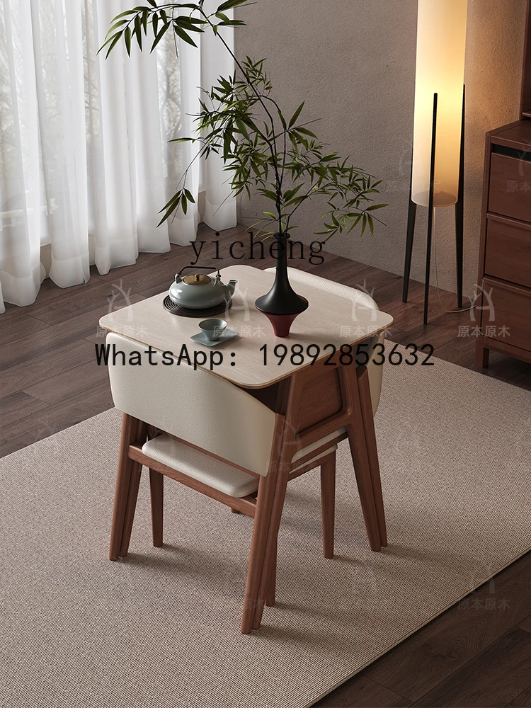 log balcony tea table household tea table small living room leisure solid wood table and chair group