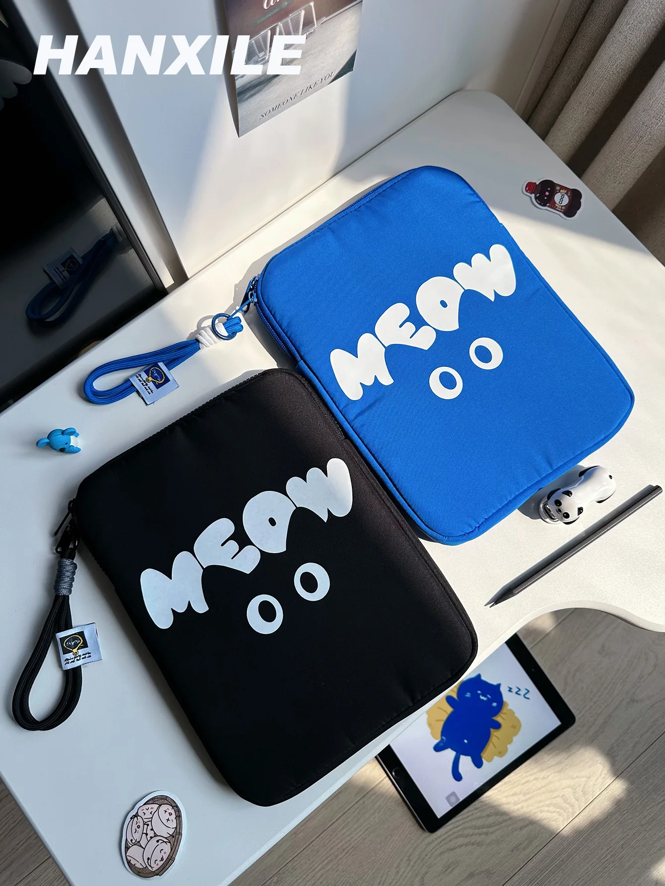 Meow Cute Cat Laptop Sleeve Bag 10/11/13/14/15/ 15.6inch Suitable for MacBook Dell Samsung Huawei and iPad Computer Accessories