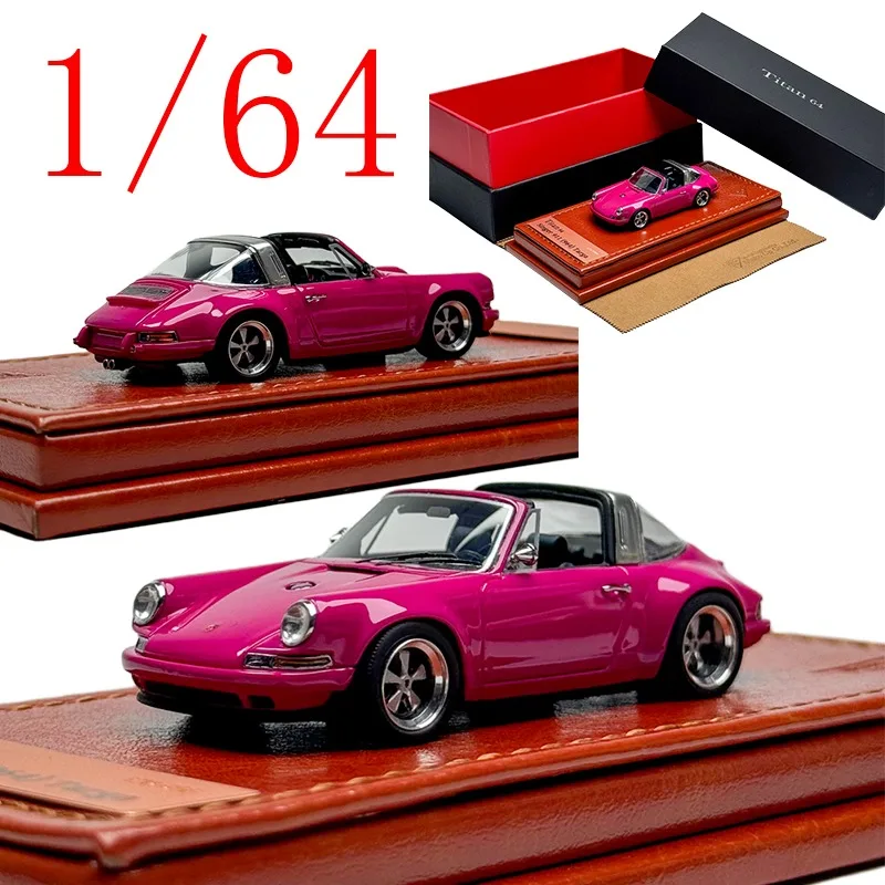 MU Diecast 1/64 Porsche Resin Model Car Porsche Singer 911 964 Targa Pink Play Vehicles Toys for Boys Gift Original Box