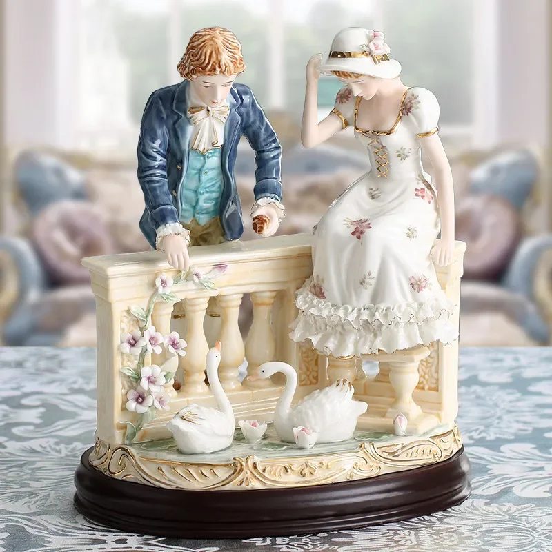 Display Nordic characters couple swan ceramic living room room decoration luxury wedding factory direct sales