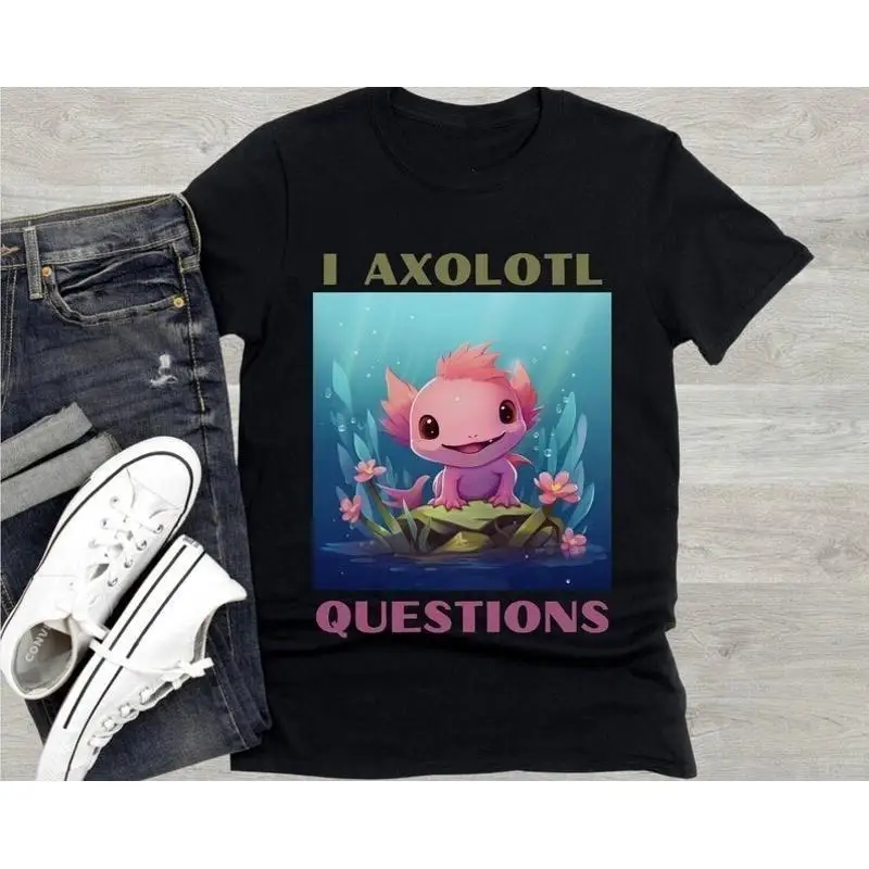 I Axolotl Questions T Shirt Cute Kawaii Cartoon Softstyle
