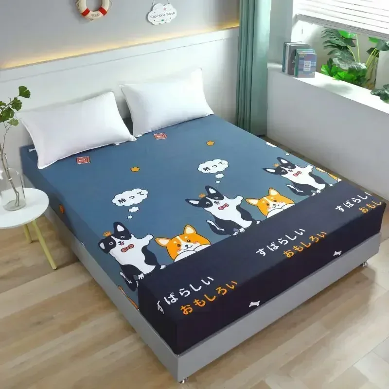 New Adjustable Cartoon Polyester Fitted Sheet  Sheets King Bed Sheets Couple Bed Cover with Elastic  (Excluding Pillow Cover)
