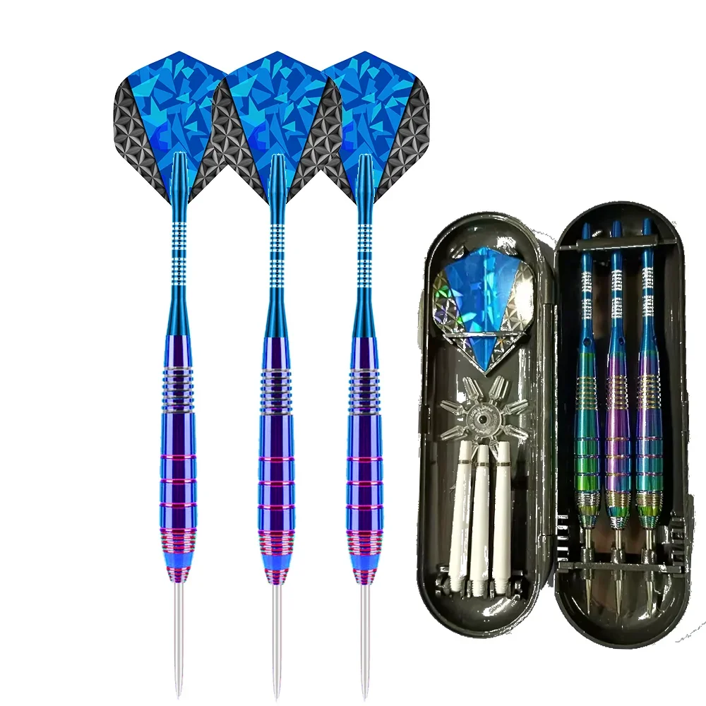 

Professional Dart Set 24G Metal Steel Tip Rainbow Barrel Darts with Nylon Shaft Protector Dart Set for Beginners Dart Player3pcs