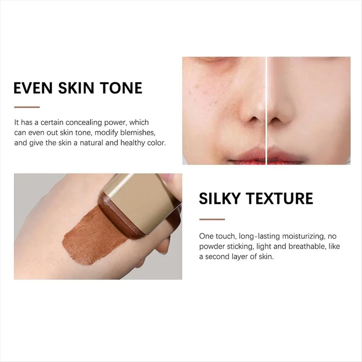 【~ NEW BABQ】Foundation Stick Beauty Balm Serum Boosted Skin Tint, Solid Tinted Moisturizing Serum Contour Stick Foundation