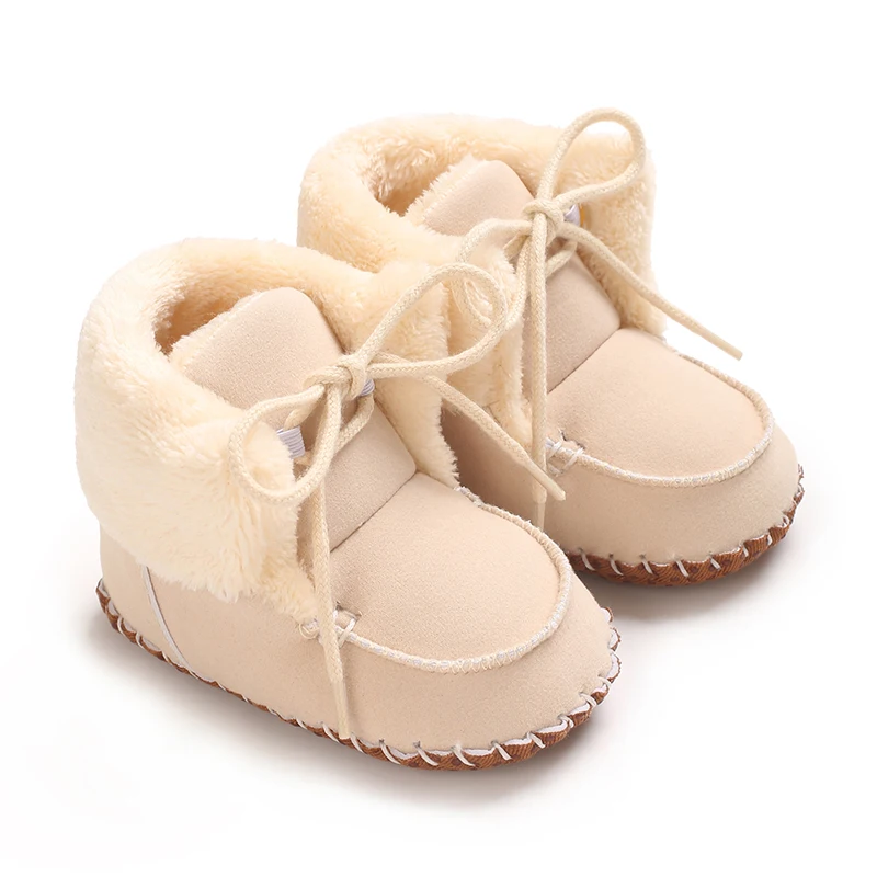 5Colors Autumn Winter Boots Baby Girl Boys Winter Warm Shoes Solid Fashion Toddler Lace First Walkers Kid Shoes 0-18M