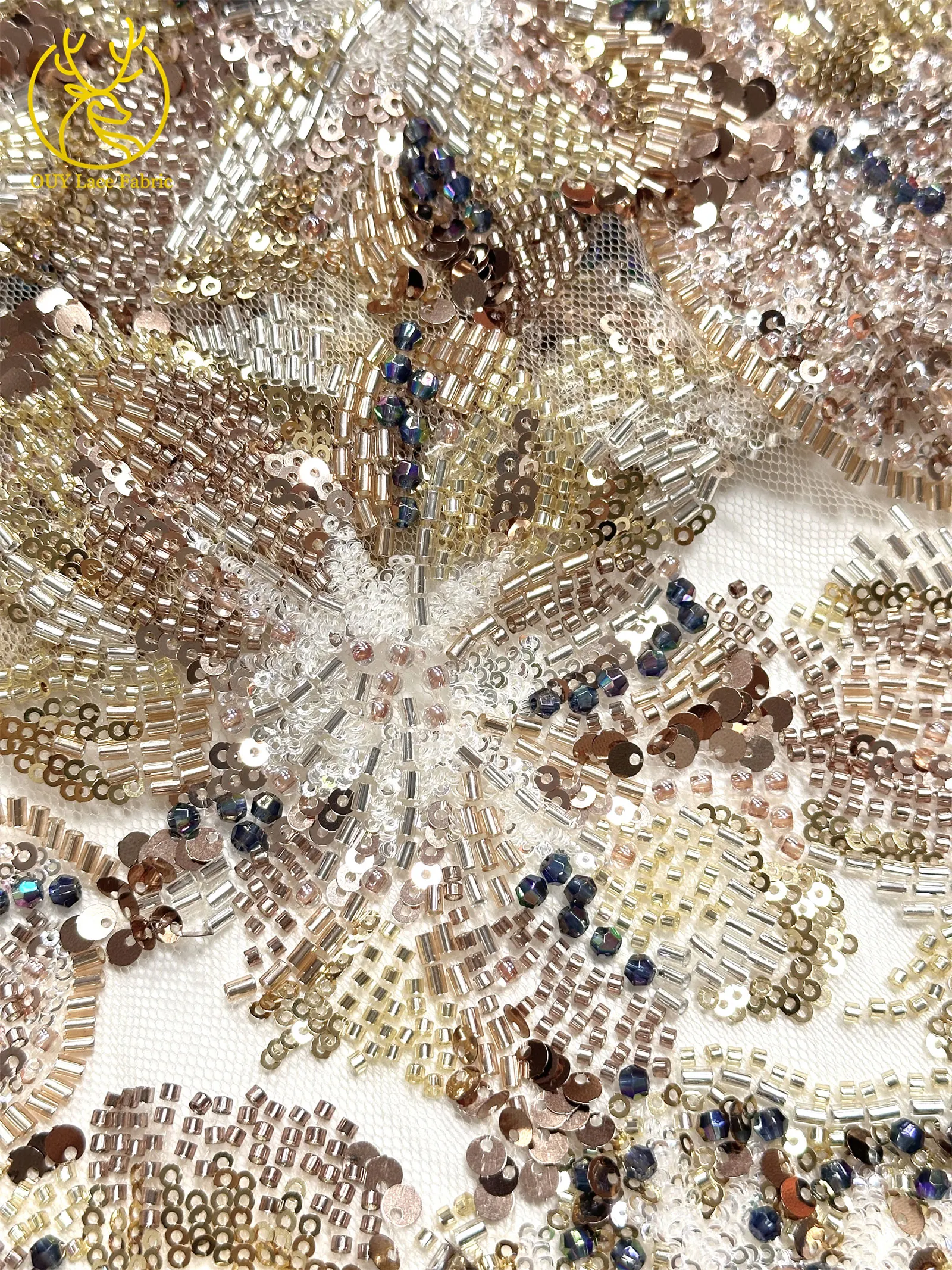 Haute Couture Afrikanischer Schwer Perlenverzierter Spitzenstoff 2026 Hochwertige Französische Pailletten-Spitze Nigerianischer Spitzenstoff für Party- und Hochzeitskleider – Detail 11