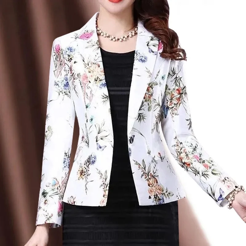 2026 Spring Suit Jacket Women's Summer New Temperament Ladies Korean Version One-Button Jacquard Slim Short Top Women Blazer Ele