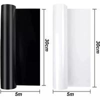 2 Rolls of 30cm x 5m Black and White PU Heat Transfer Vinyl Iron on Vinyl Easy to Cut and Weed Heat Press Vinyl for DIY Shirts