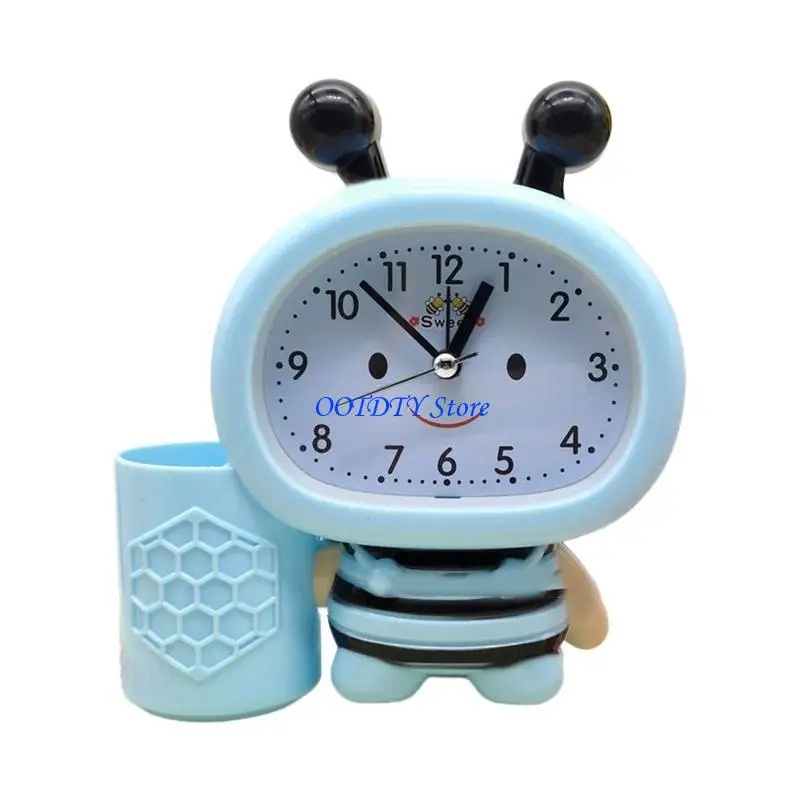 367A Cartoon Pen Holder Alarm Clock Desktop Clock Bedside Timer Clocks Home Office Table Decoration