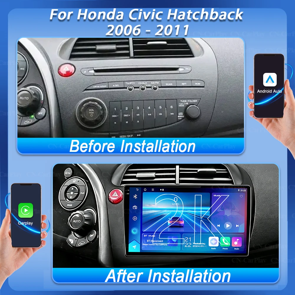 Car Radio For Honda Civic Hatchback 2006 2007 2008 2009 2010 2011 Android 16 Multimedia Video Player Navigation Stereo GPS 5G