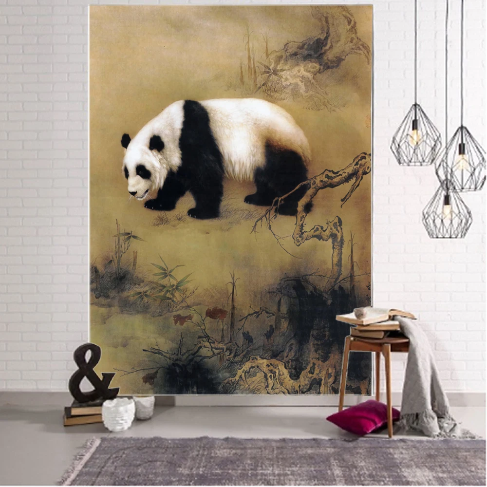 Décoration de fond de panda géant mignon, tapisserie d'animaux de la forêt, décoration de la maison