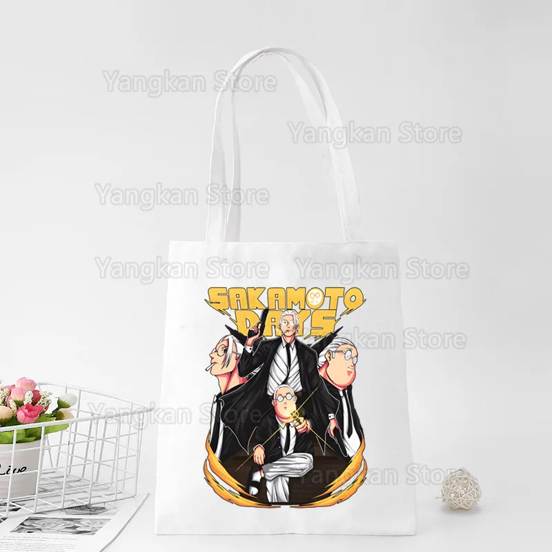 ساكاموتو دايز وصل حديثًا حقائب تسوق بسيطة مطبوعة برسوم كارتونية من القماش الفني للفتيات حقيبة يد كاجوال للحياة #4