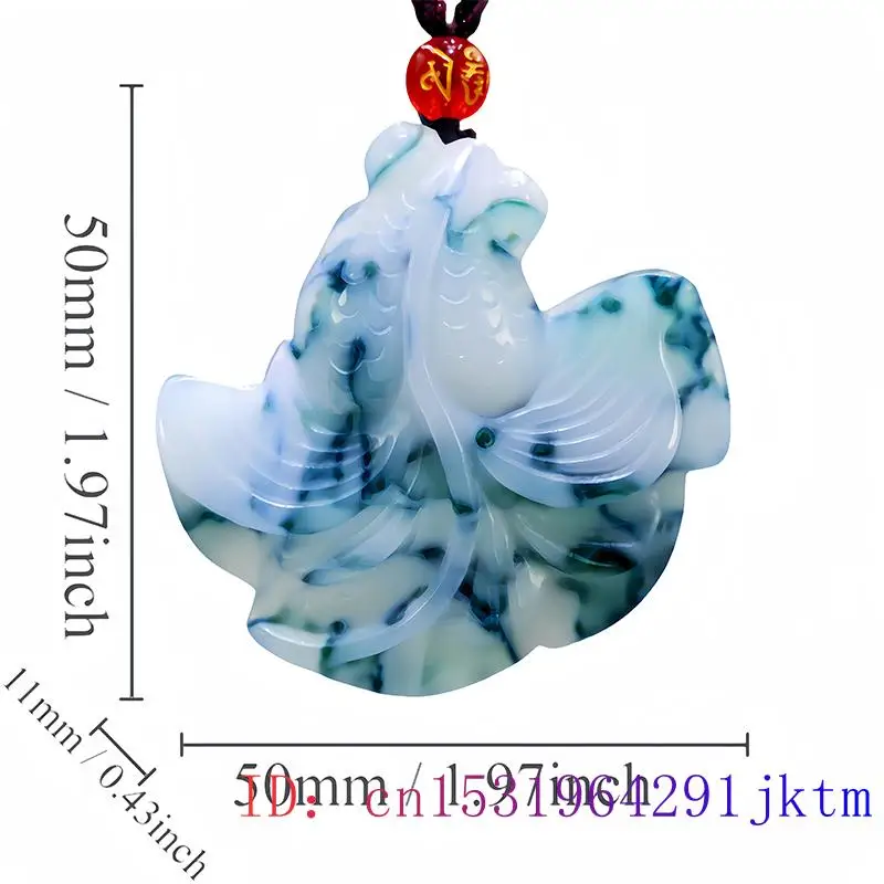 Cyan White Real Jade Goldfish Pendant Necklace Gift Luxury Natural Carved Jewelry Chinese Fashion Amulet Stone Talismans