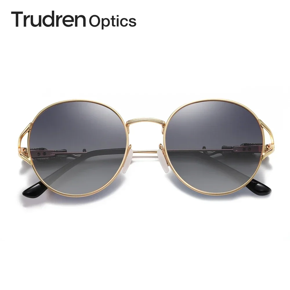 Trudren Mens Circle Vintage Polarized Sunglasses for Women Inspired Panther Fork Round Metal Frame Luxury Retro Sun Glasses 1527